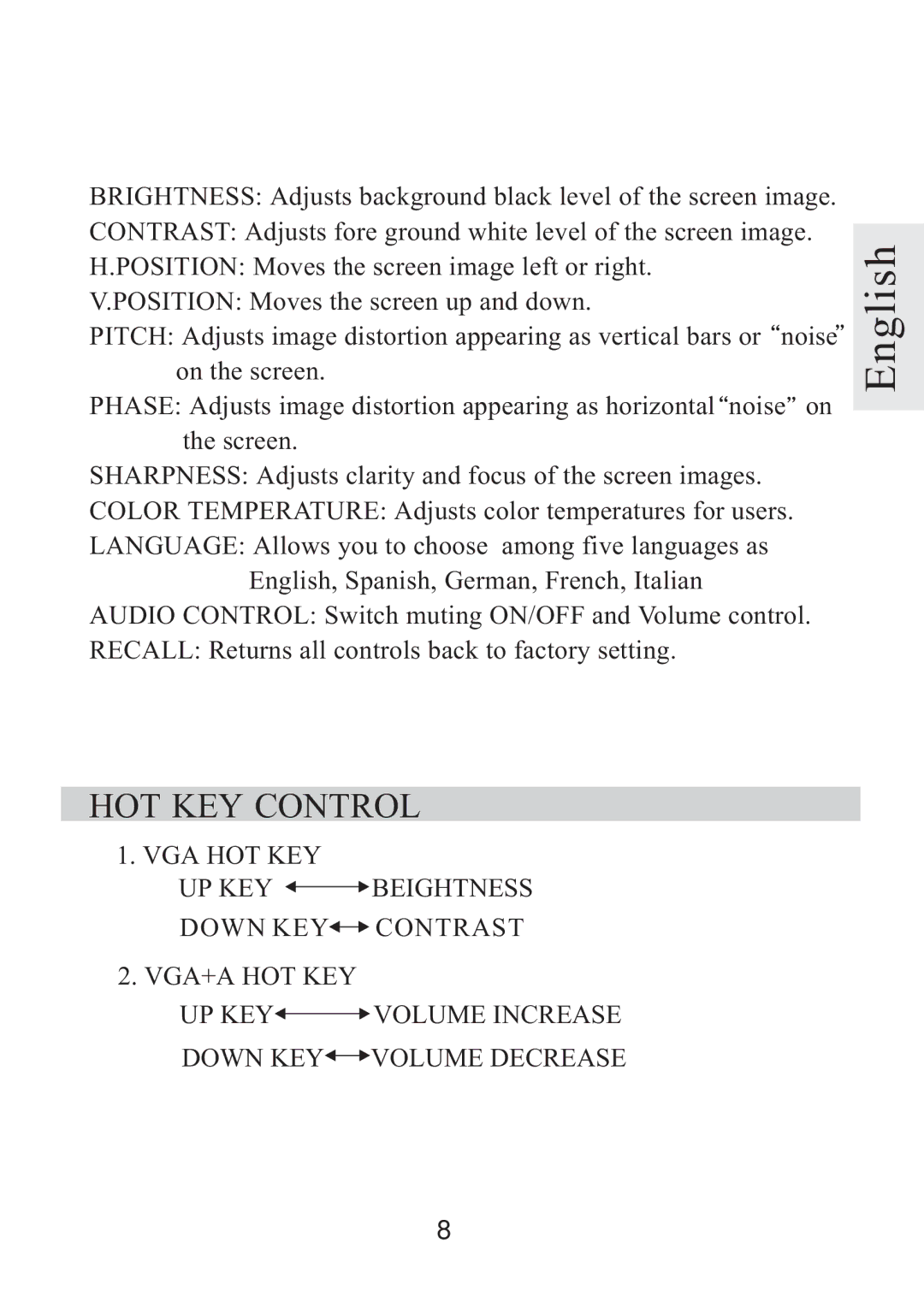 Rosewill R800N user manual HOT KEY Control 