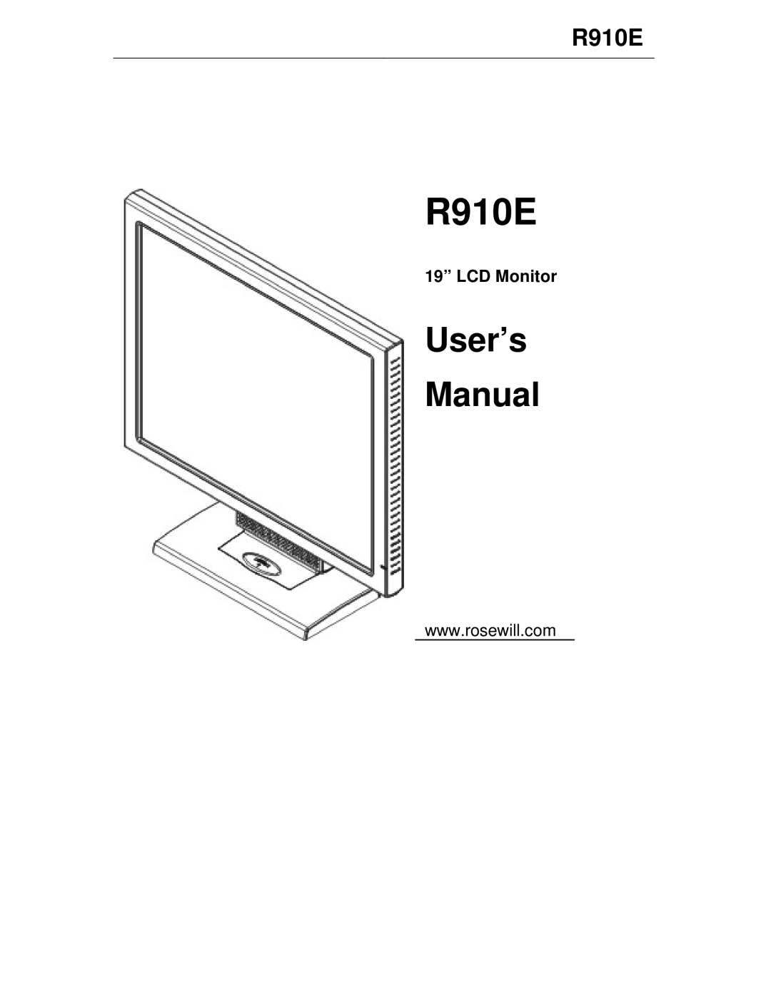 Rosewill R910E user manual LCD Monitor 