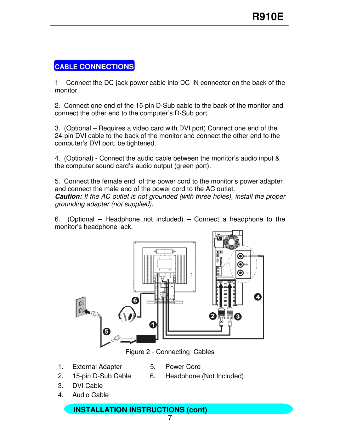 Rosewill R910E user manual Cable Connections, Installation Instructions 