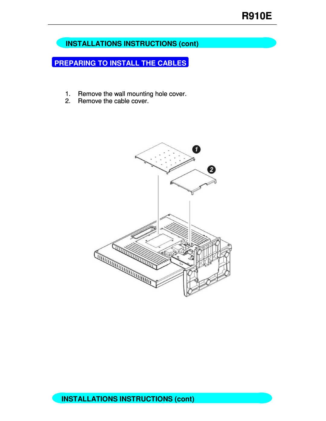 Rosewill R910E user manual INSTALLATIONS INSTRUCTIONS cont, Preparing To Install The Cables 