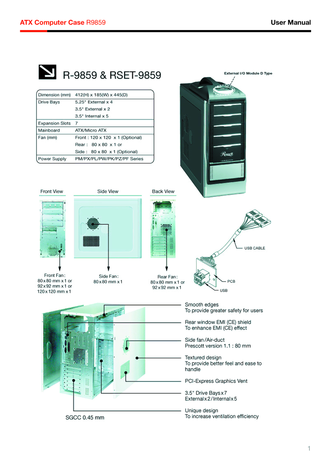 Rosewill user manual ATX Computer Case R9859 