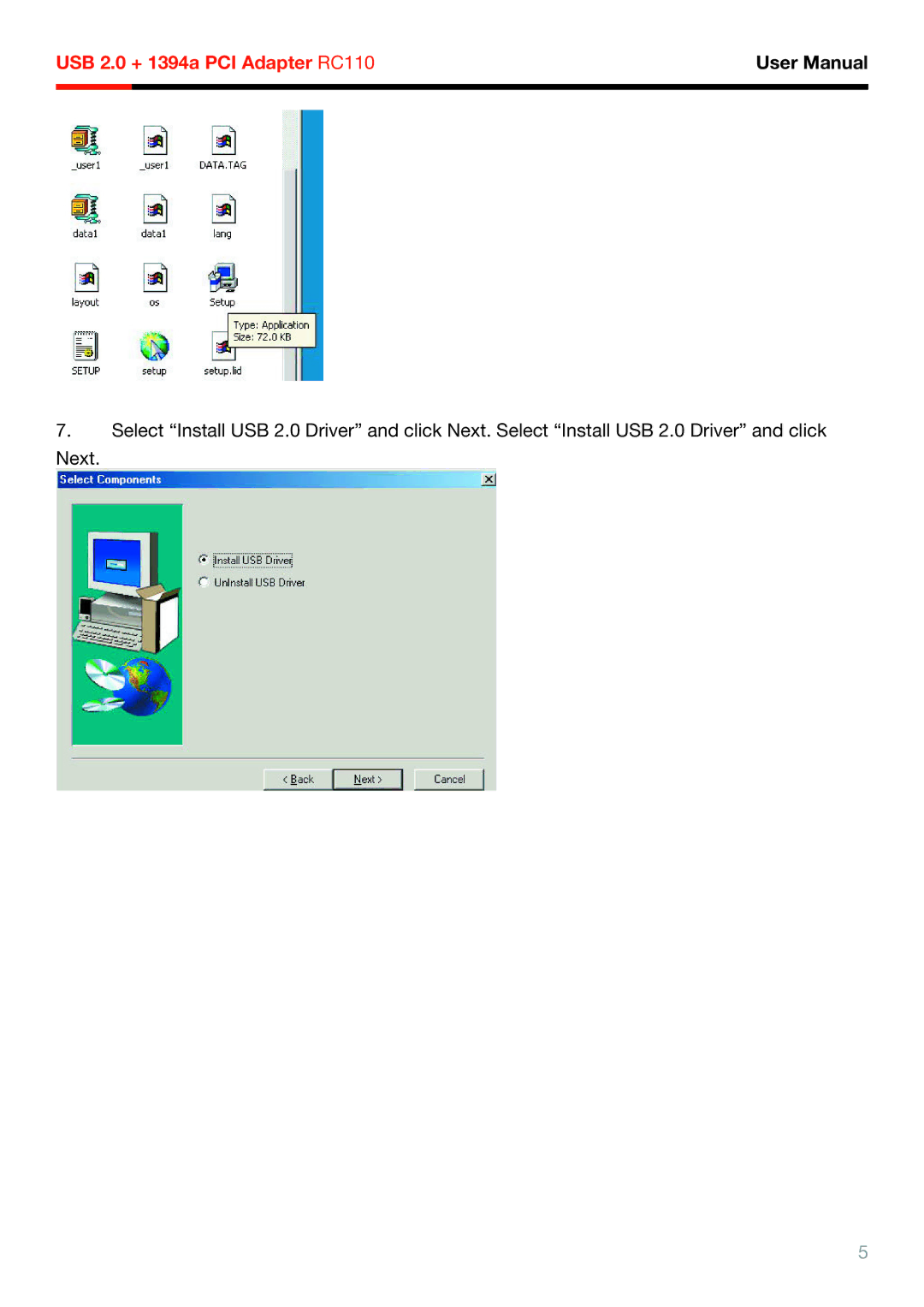 Rosewill RC-110 user manual USB 2.0 + 1394a PCI Adapter RC110 