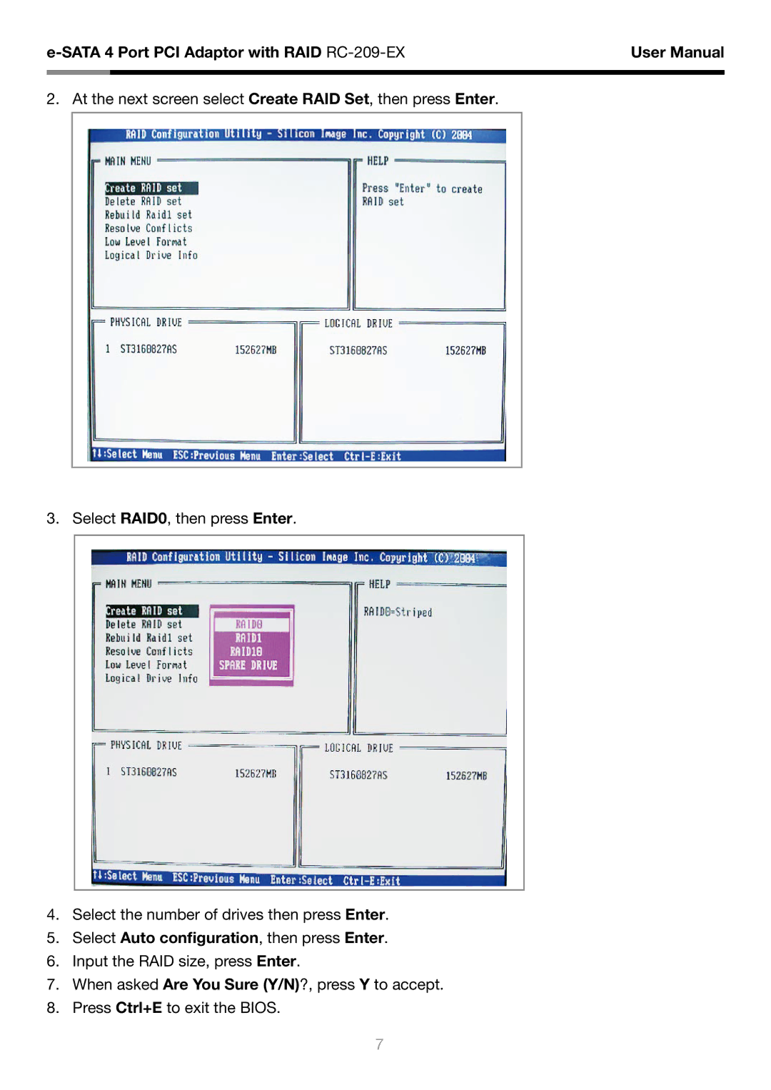 Rosewill RC-209-EX user manual Select Auto configuration, then press Enter 