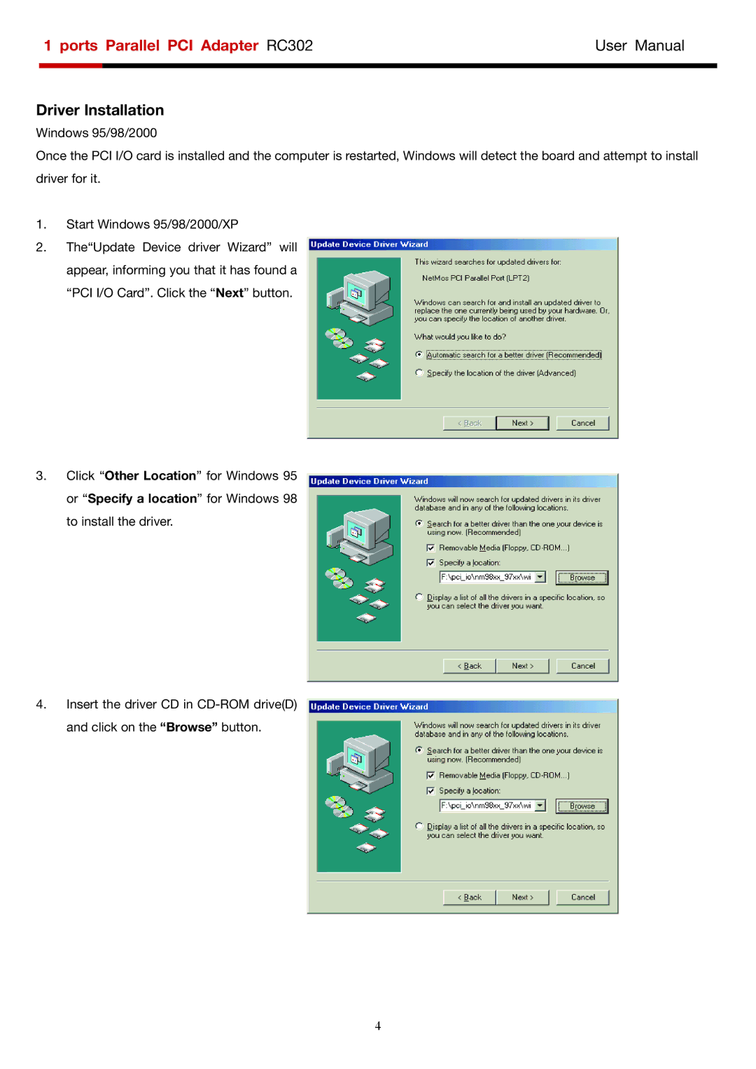 Rosewill RC-302 user manual Driver Installation 