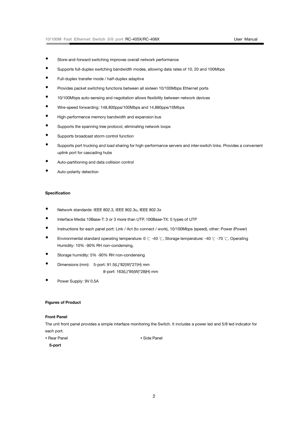 Rosewill RC-405X user manual Specification, Port 