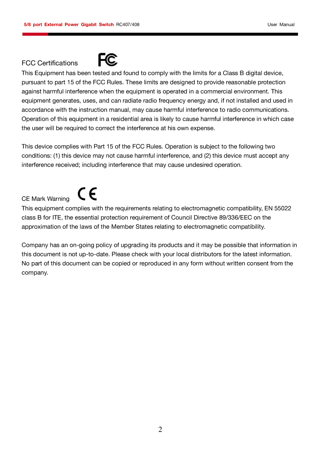 Rosewill RC-408, RC-407 user manual FCC Certifications 