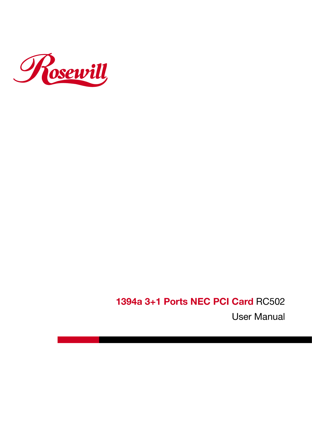 Rosewill RC-502 user manual 1394a 3+1 Ports NEC PCI Card RC502 