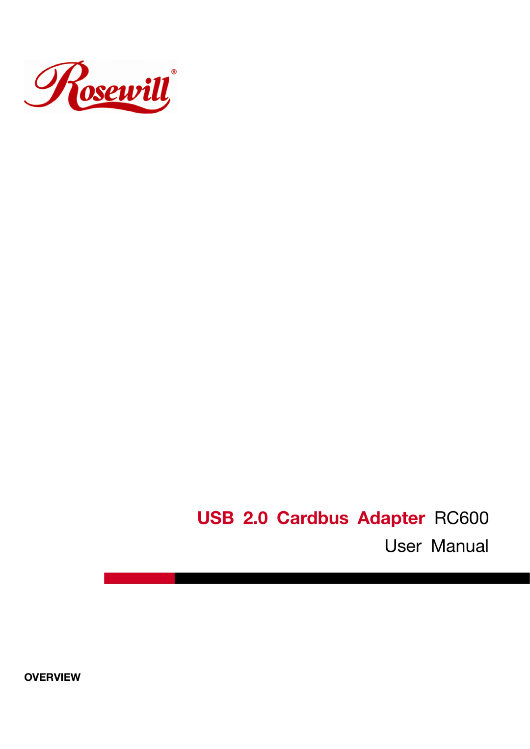 Rosewill RC-600 user manual USB 2.0 Cardbus Adapter RC600 