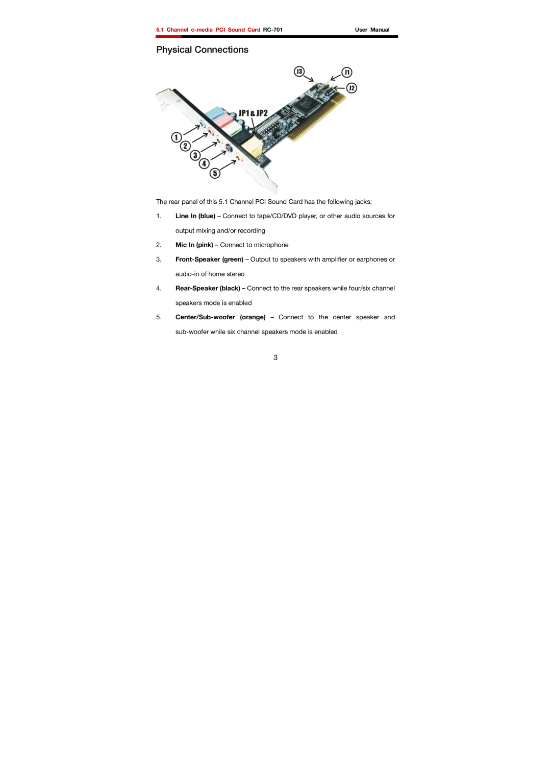 Rosewill RC-701 user manual Physical Connections 