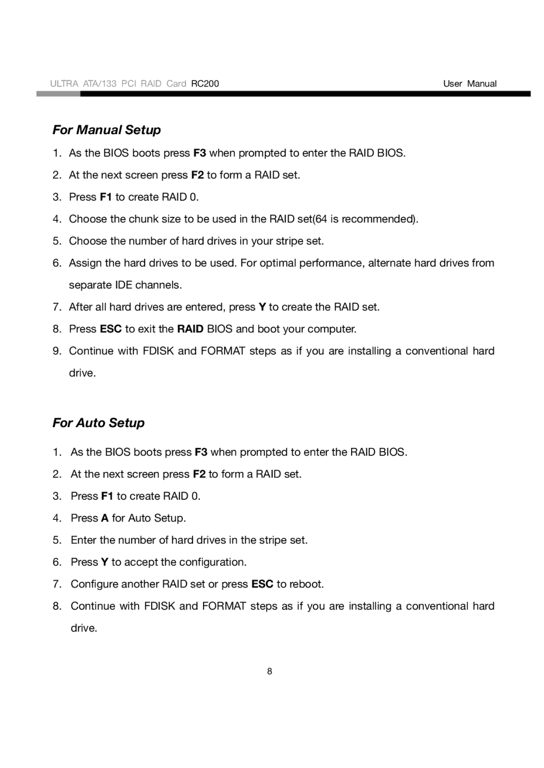 Rosewill RC200 user manual For Manual Setup 