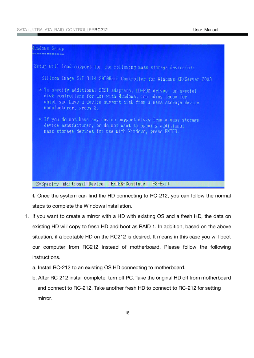 Rosewill user manual SATA+ULTRA ATA RAID CONTROLLERRC212 