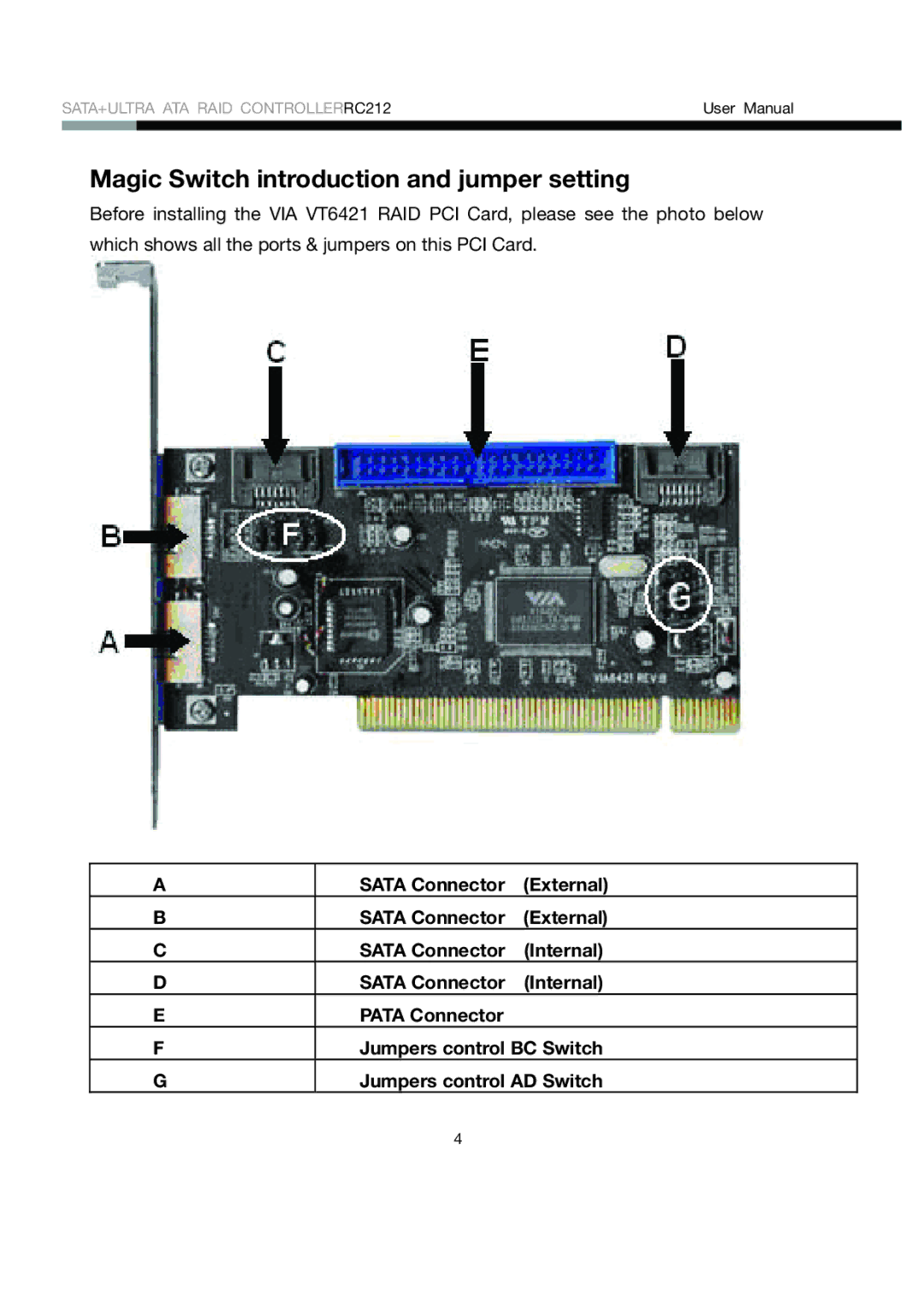 Rosewill RC212 user manual Magic Switch introduction and jumper setting 