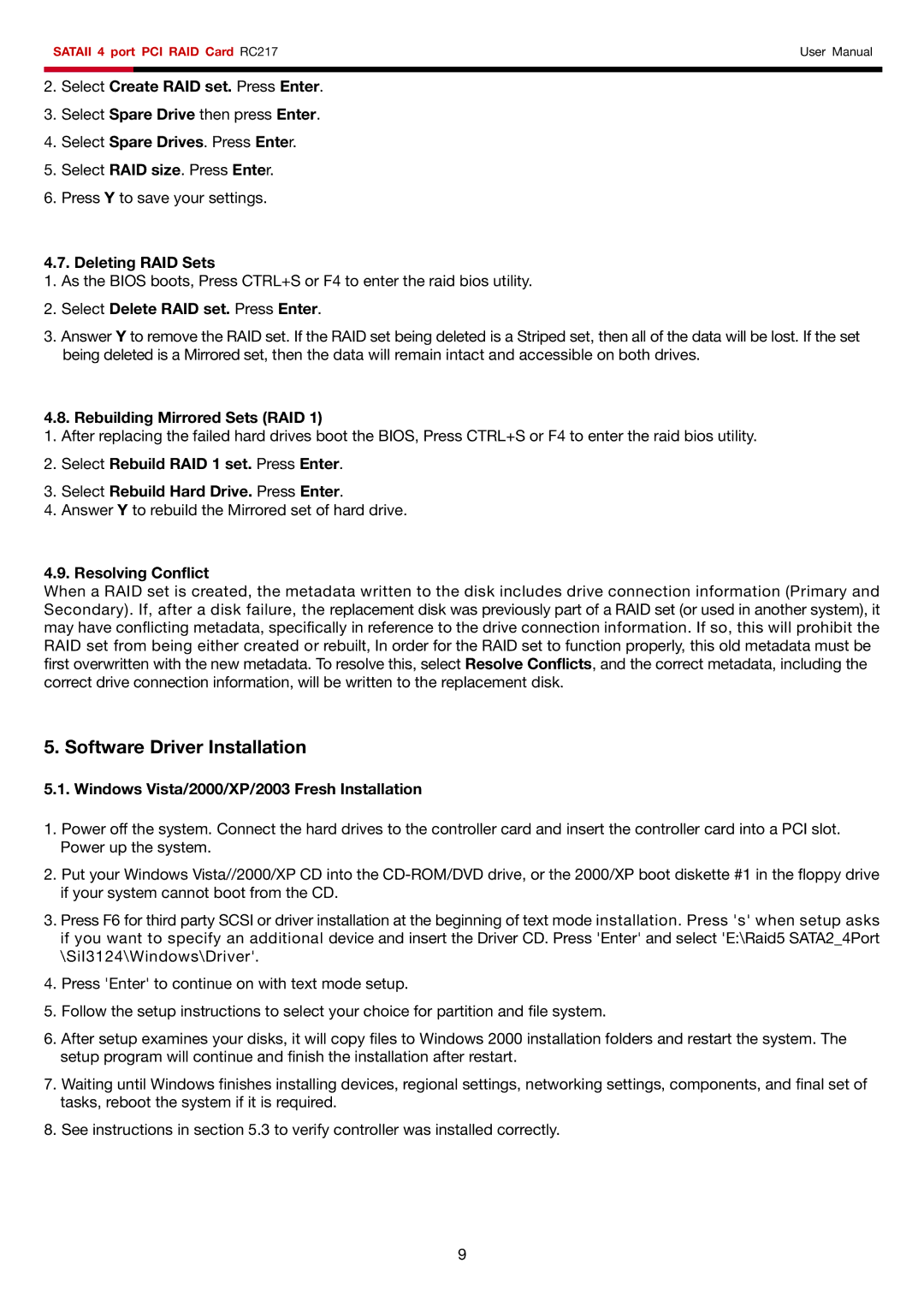 Rosewill RC217 user manual Software Driver Installation 