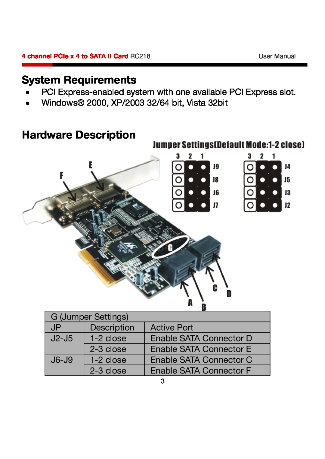 Rosewill RC218 user manual System Requirements, Hardware Description 