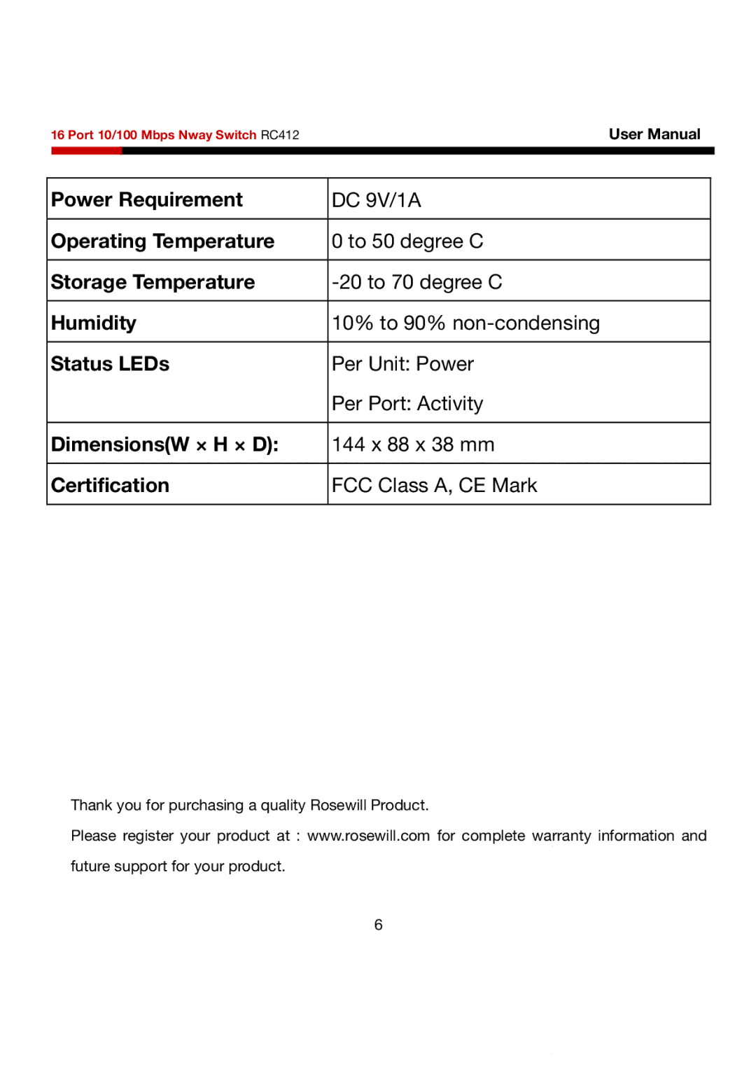 Rosewill RC412 user manual Power Requirement 