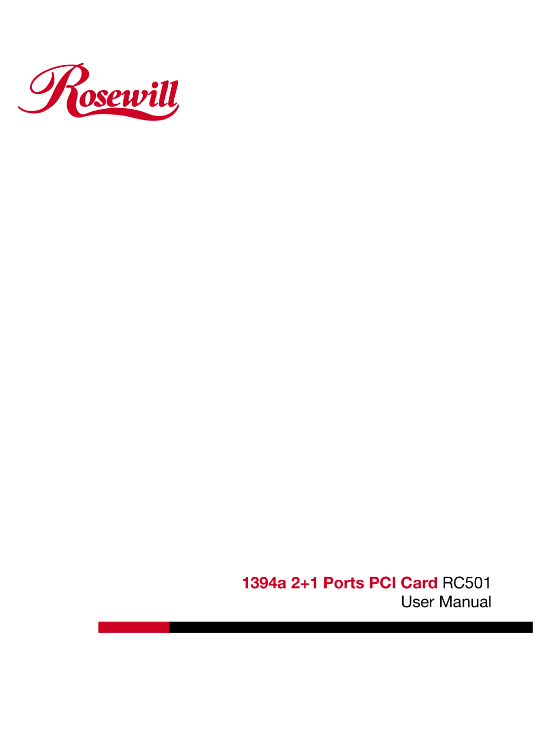 Rosewill user manual 1394a 2+1 Ports PCI Card RC501 