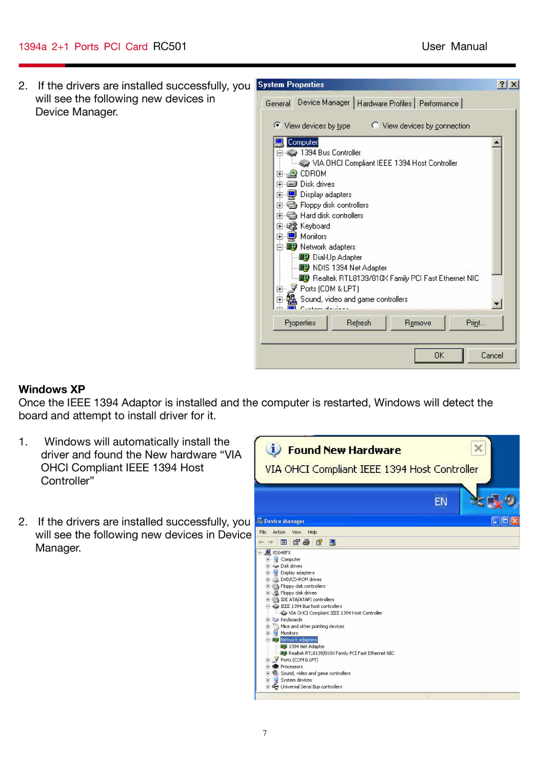 Rosewill RC501 user manual Windows XP 