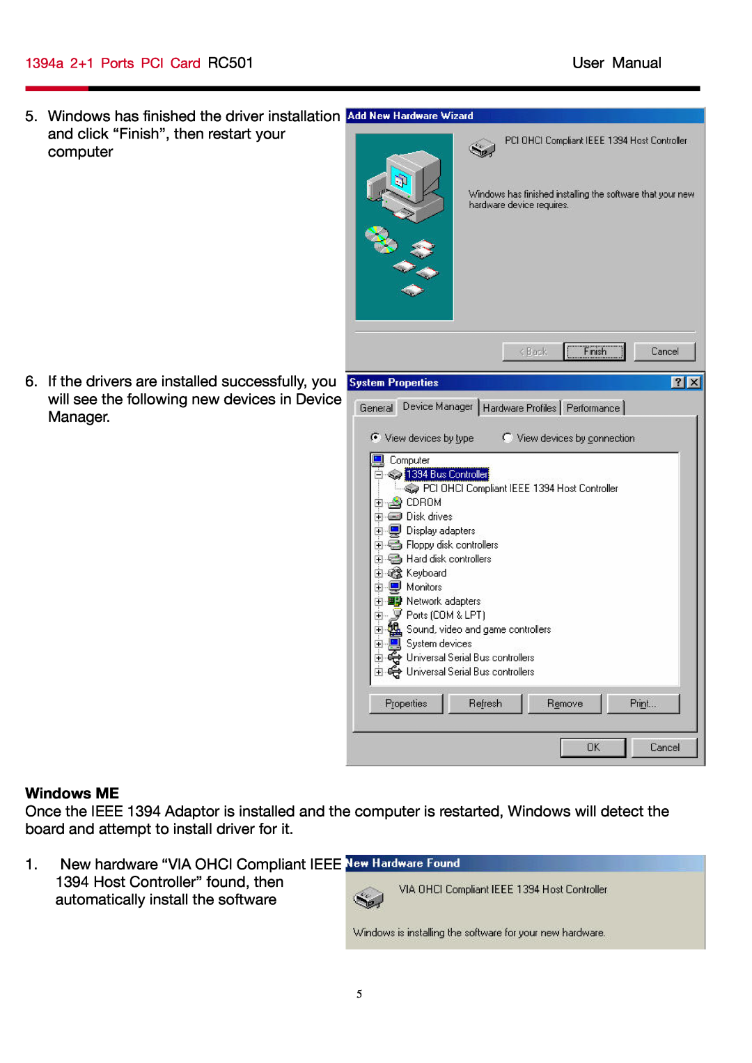 Rosewill RC501 user manual Windows ME 