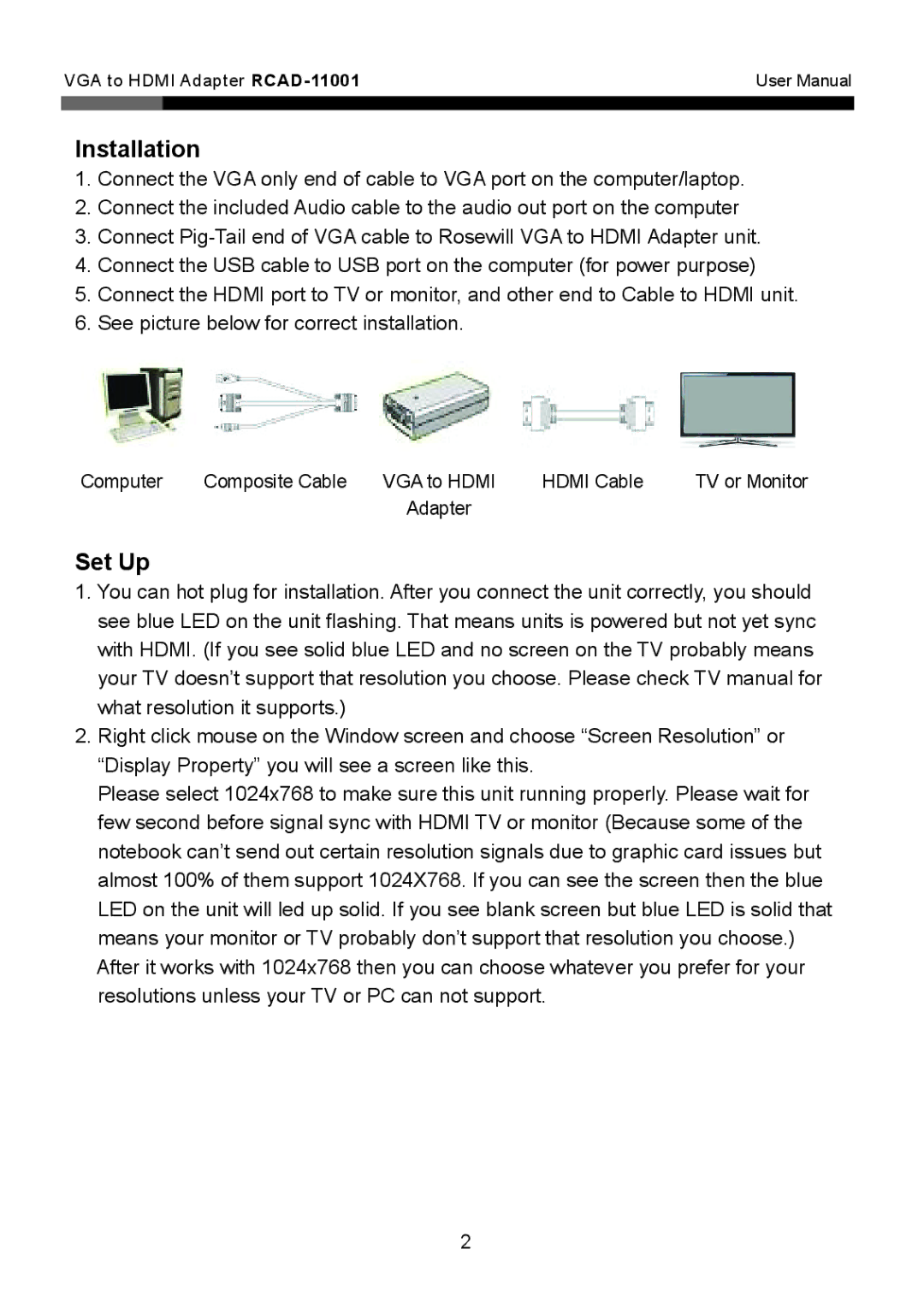 Rosewill RCAD-11001 user manual Installation 