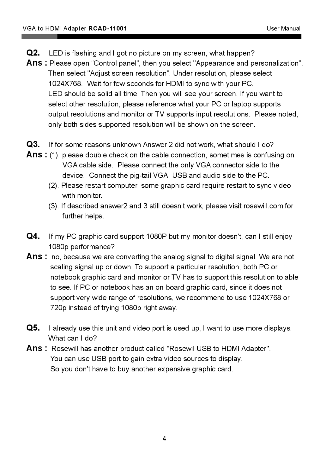 Rosewill RCAD-11001 user manual 