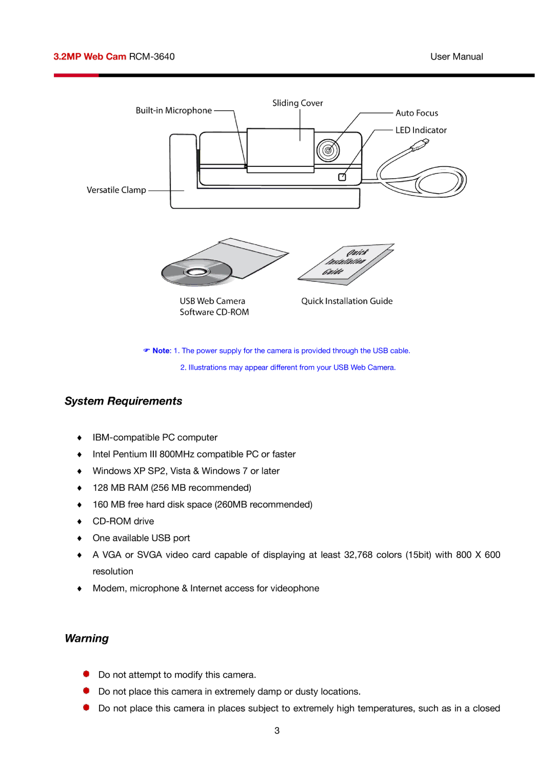 Rosewill RCM-3640 user manual System Requirements 