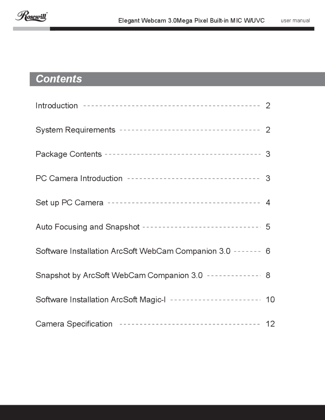 Rosewill RCM-3640HD user manual Contents 