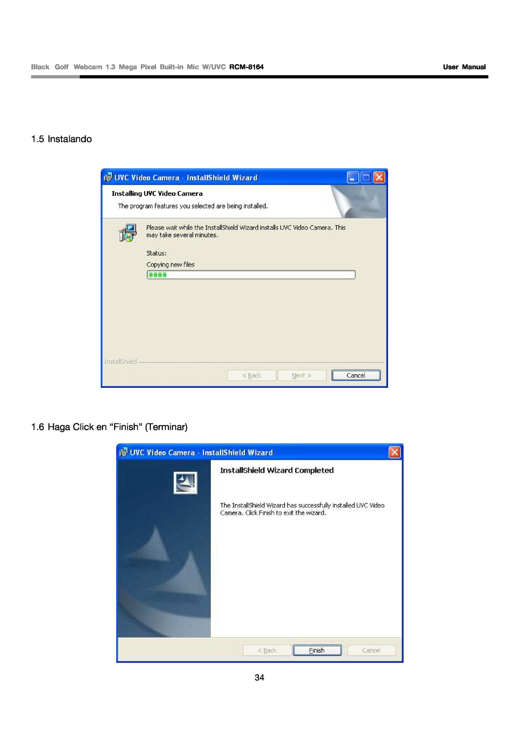 Rosewill RCM-8164 user manual Instalando 1.6 Haga Click en “Finish” Terminar, User Manual 