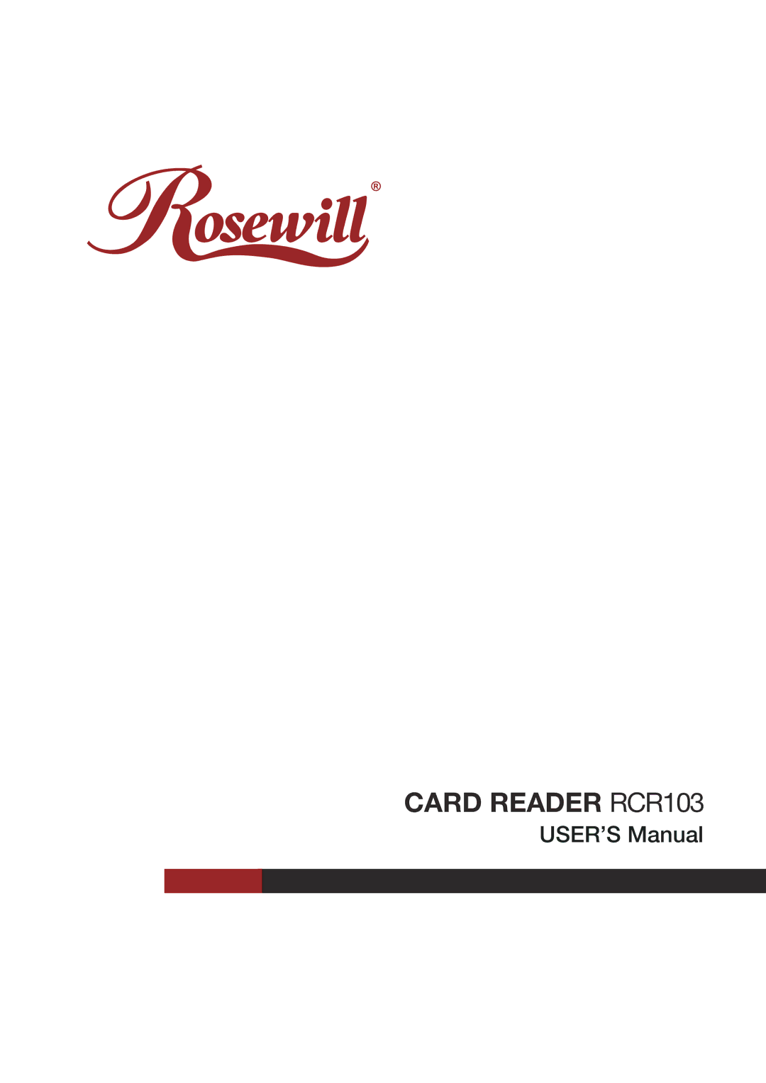 Rosewill user manual Card Reader RCR103, USER’S Manual 