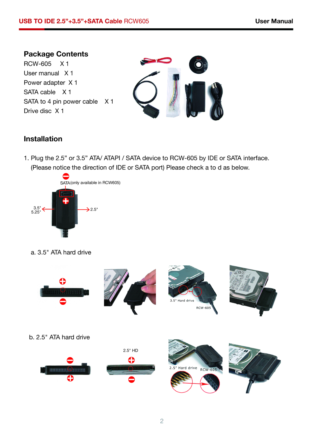 Rosewill RCW-605 user manual Package Contents, Installation 