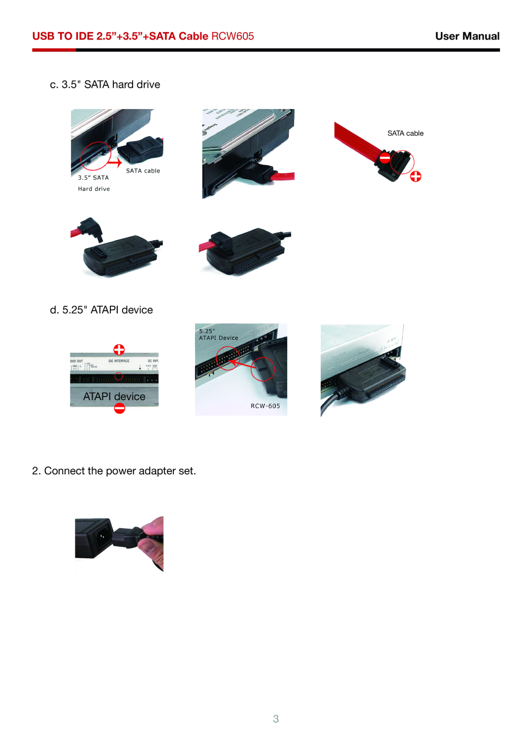 Rosewill RCW-605 user manual Sata hard drive 