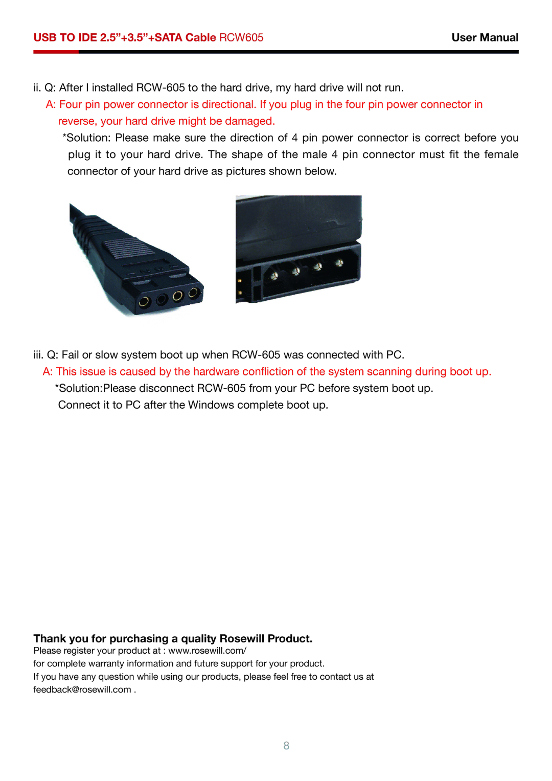 Rosewill RCW-605 user manual Thank you for purchasing a quality Rosewill Product 