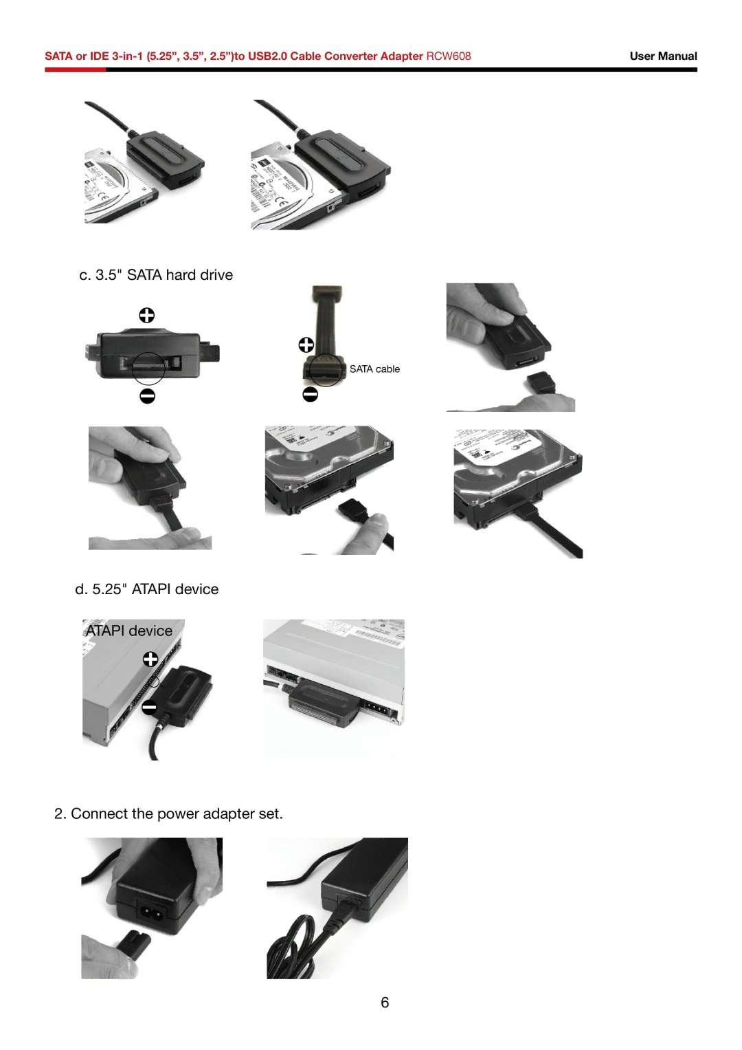 Rosewill RCW608 user manual Sata hard drive 