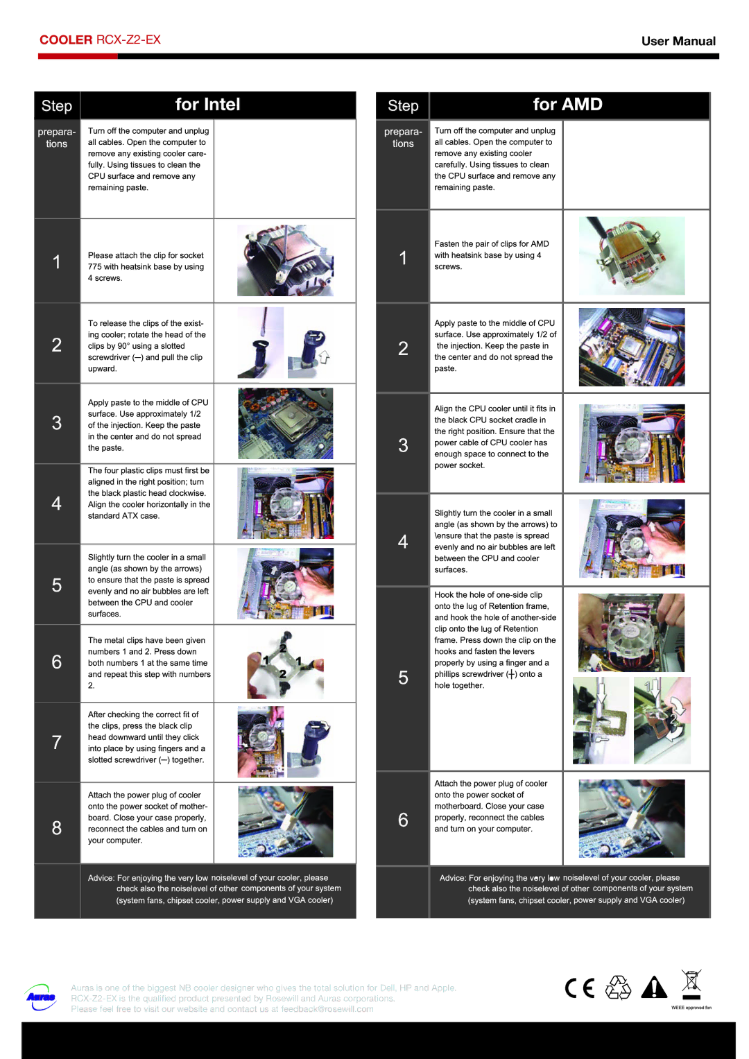 Rosewill RCX-Z2-EX user manual For Intel, For AMD 