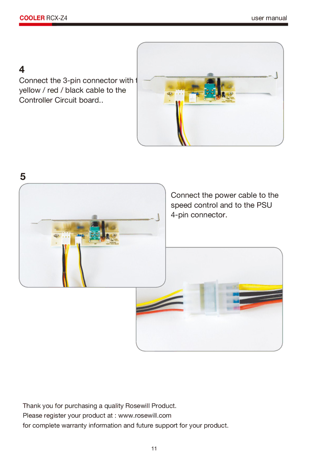 Rosewill user manual Cooler RCX-Z4 