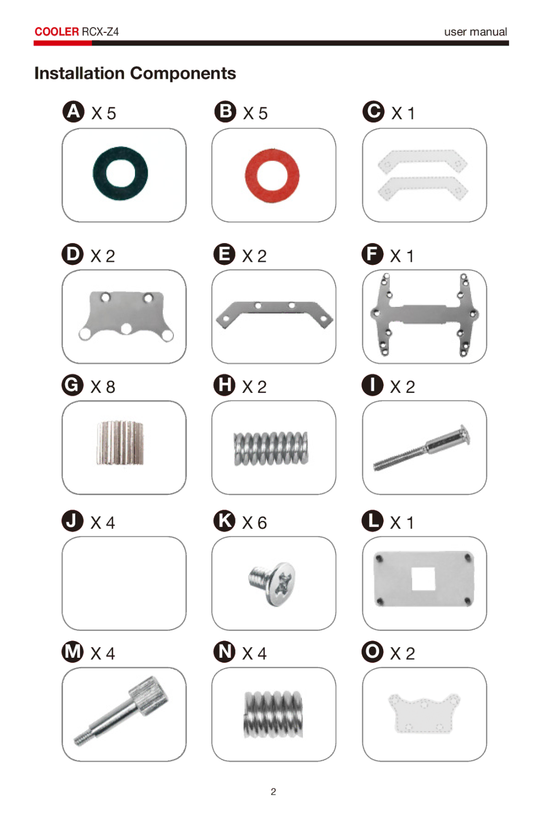 Rosewill RCX-Z4 user manual Installation Components 