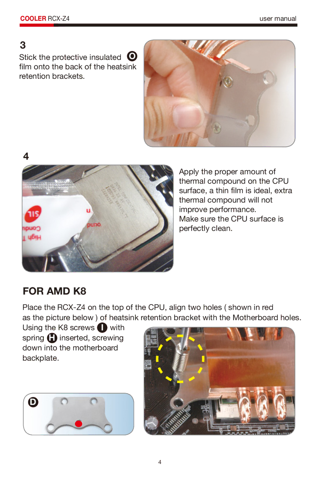 Rosewill RCX-Z4 user manual For AMD K8 