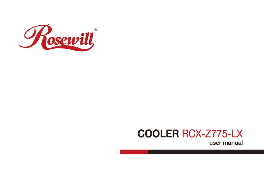 Rosewill user manual COOLER RCX-Z775-LX 