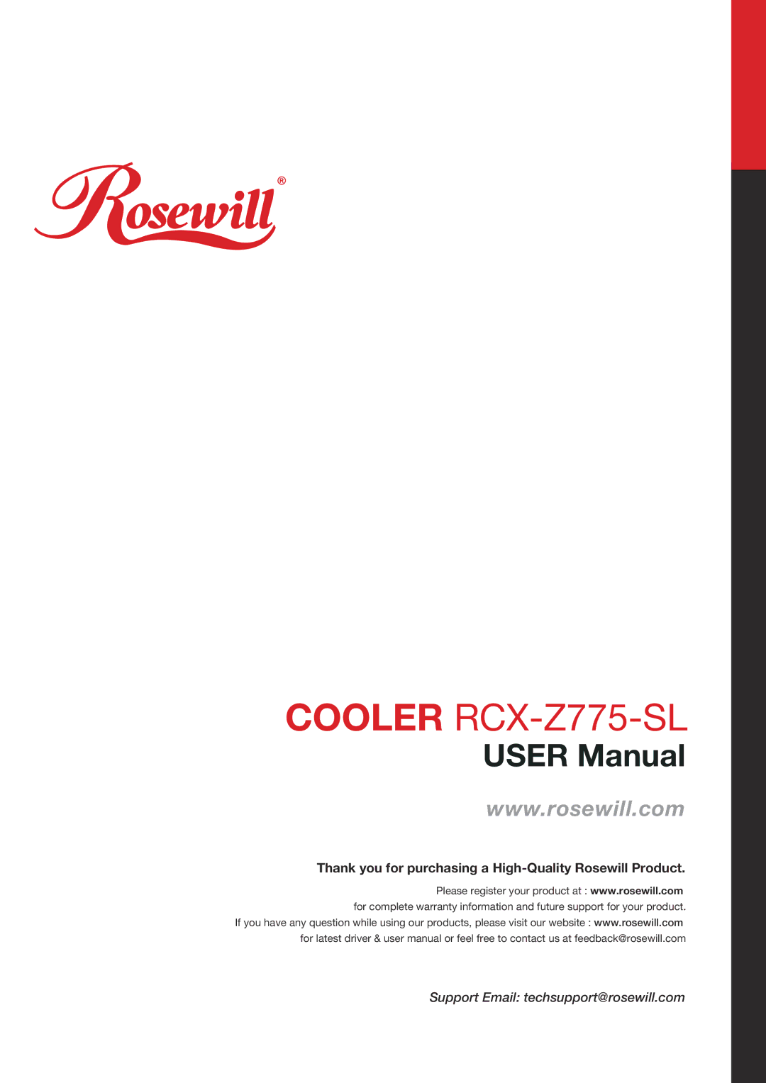 Rosewill user manual Cooler RCX-Z775-SL 