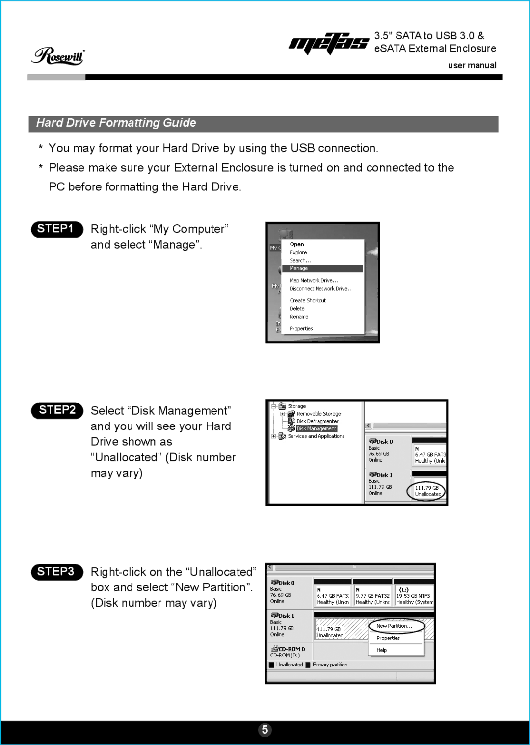 Rosewill RDEE-11001 user manual Sata to USB 