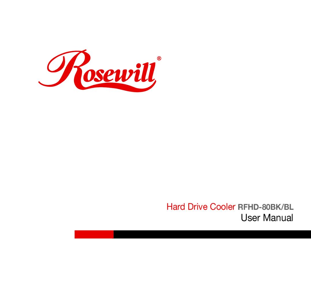 Rosewill RFHD-80BL user manual Hard Drive Cooler RFHD-80BK/BL 