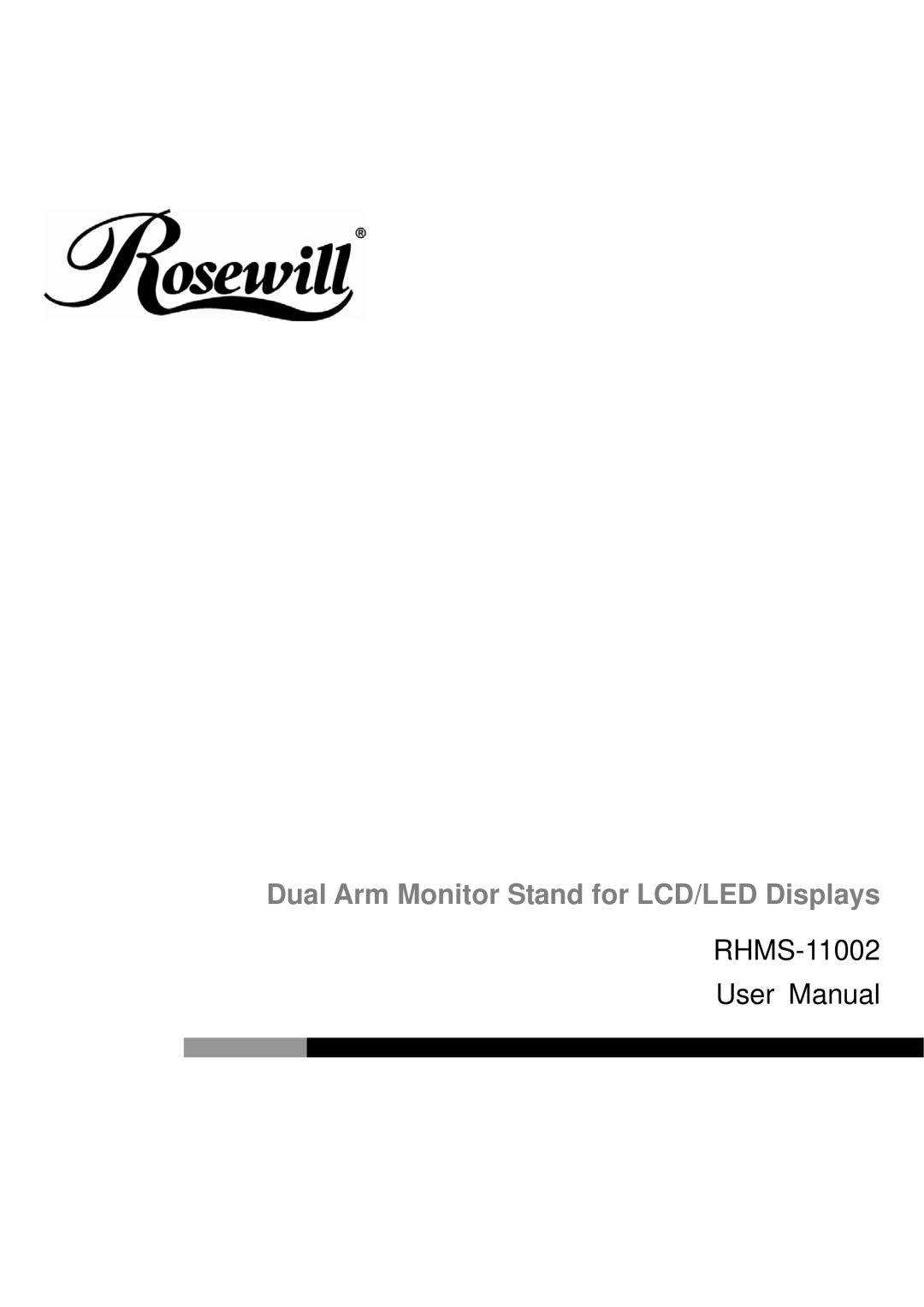 Rosewill RHMS-11002 user manual Dual Arm Monitor Stand for LCD/LED Displays 