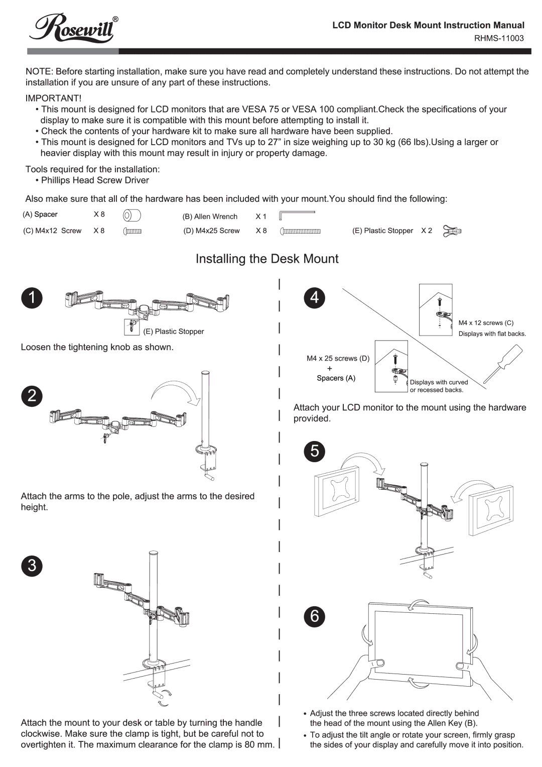 Rosewill RHMS-11003 manual 