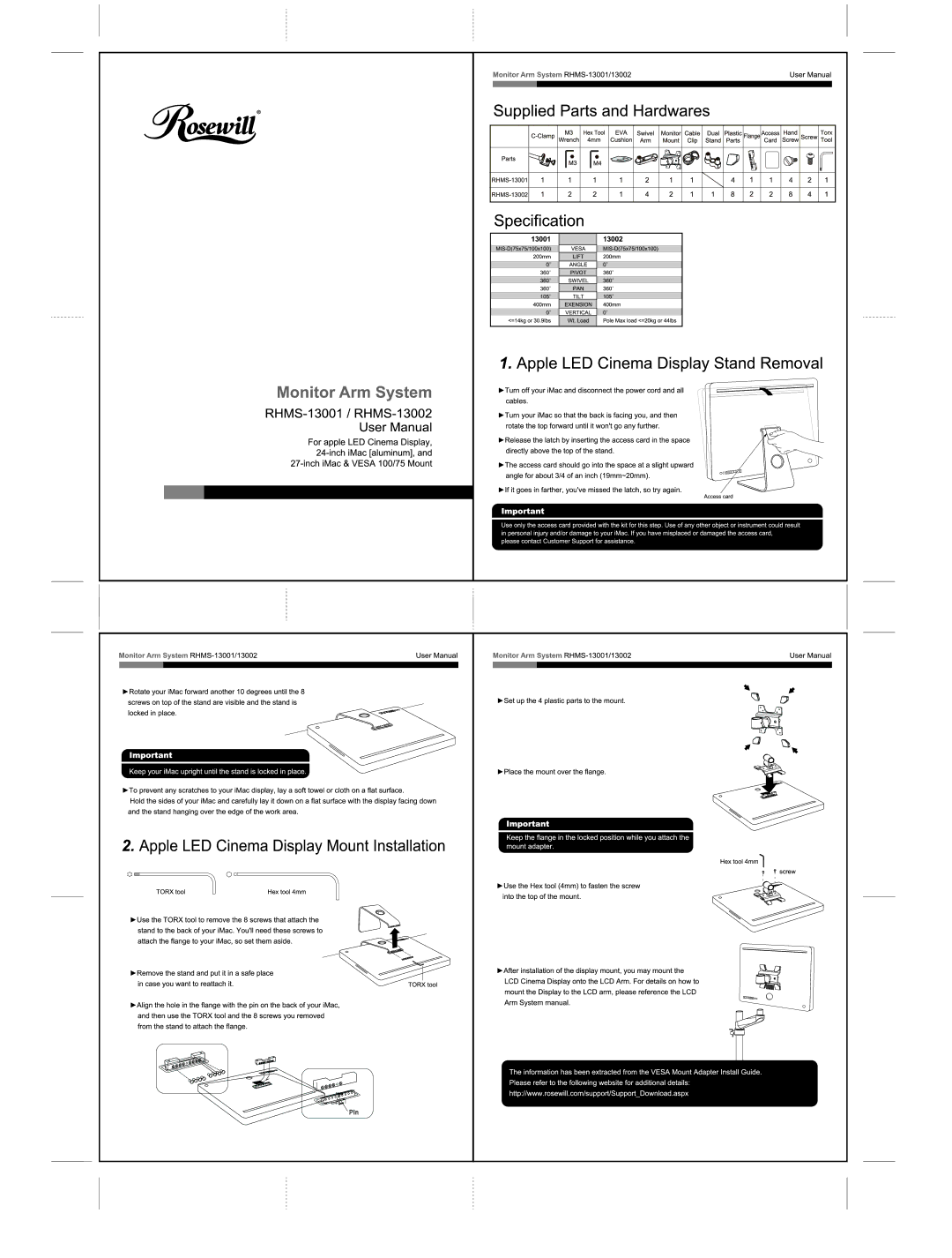 Rosewill RHMS-13001 manual 