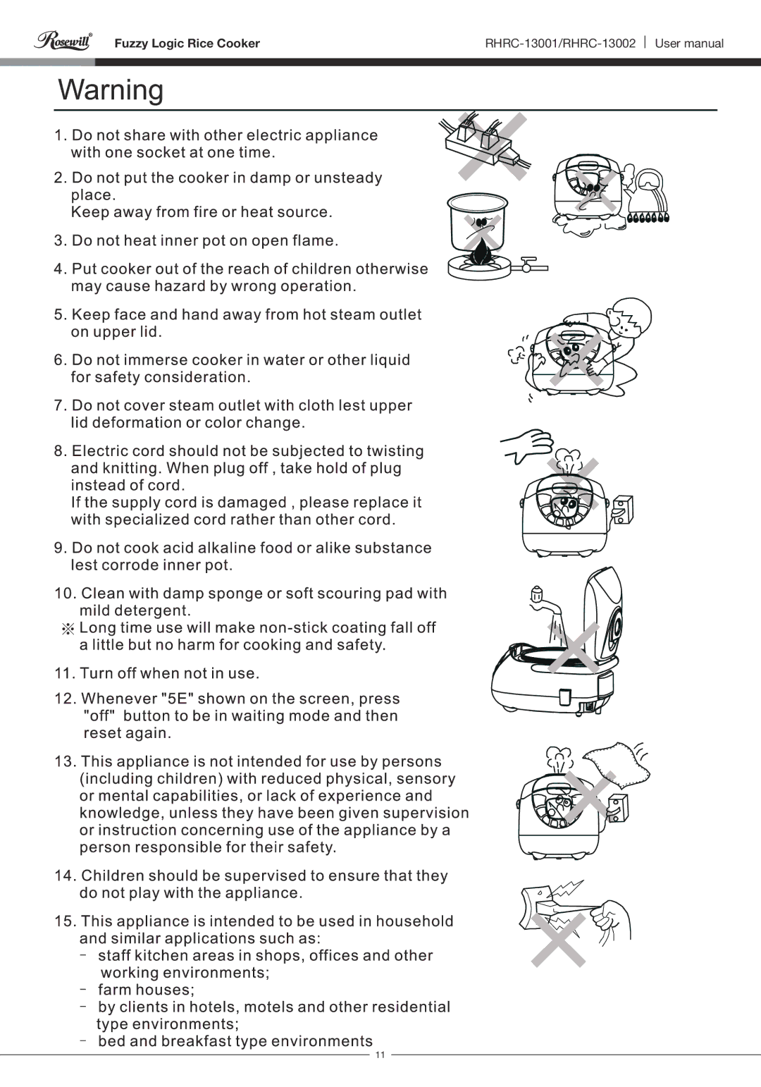 Rosewill RHRC-13001 user manual Fuzzy Logic Rice Cooker 