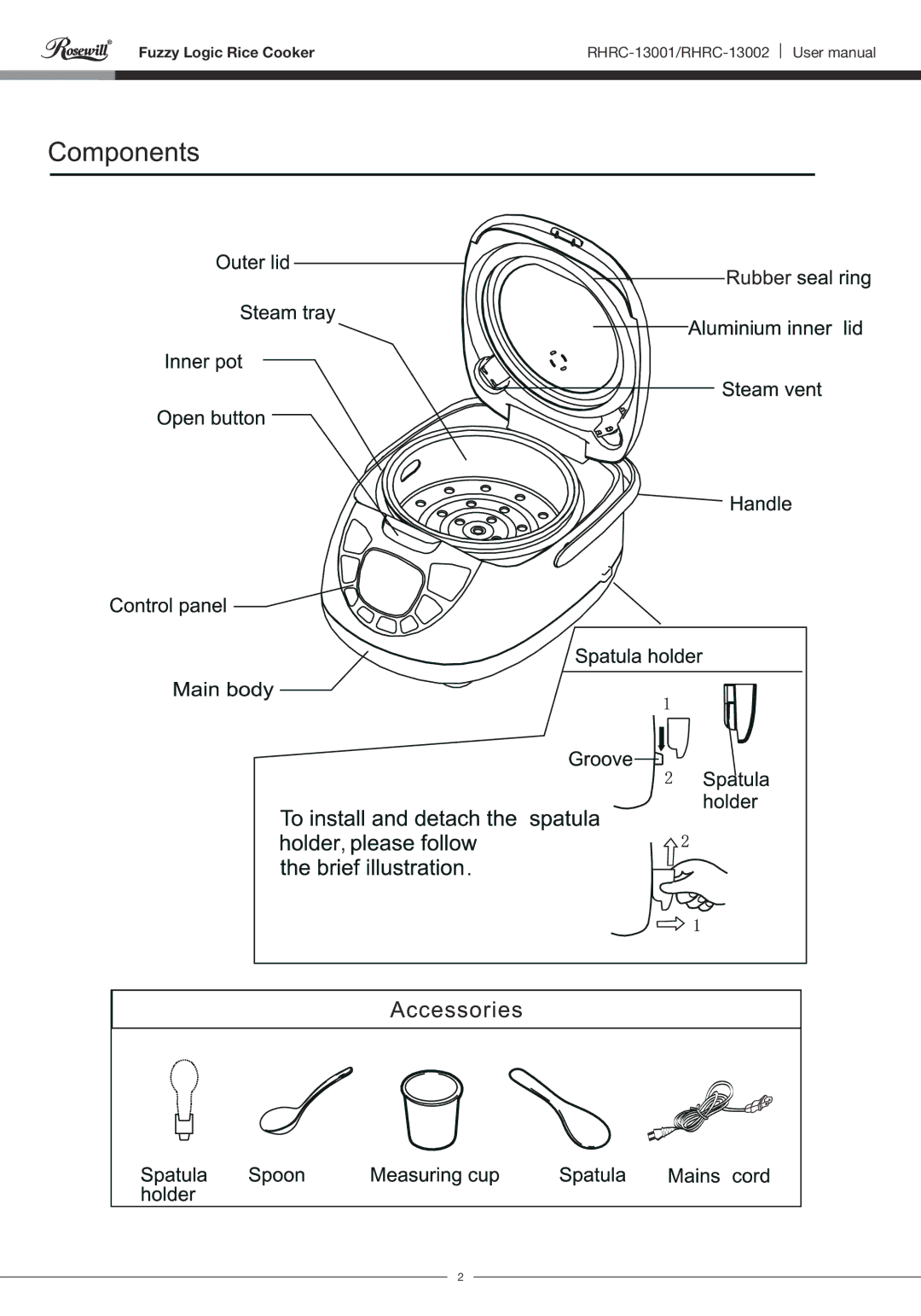 Rosewill RHRC-13001 user manual Fuzzy Logic Rice Cooker 