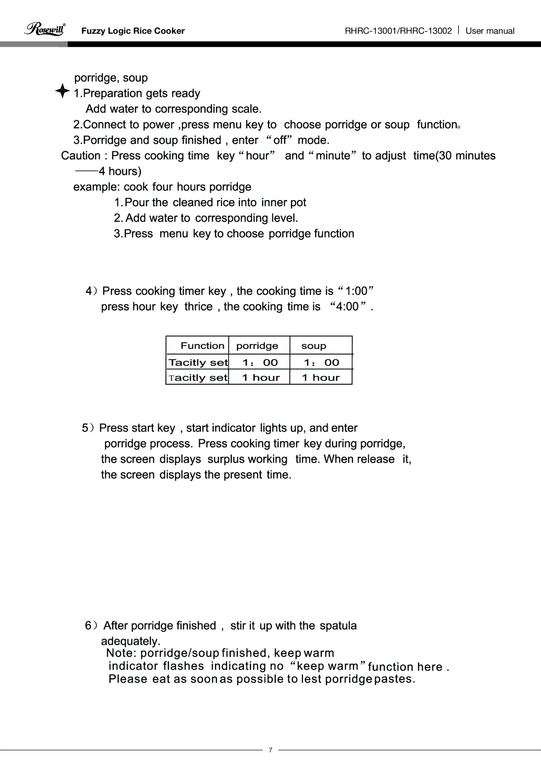 Rosewill RHRC-13001 user manual Fuzzy Logic Rice Cooker 