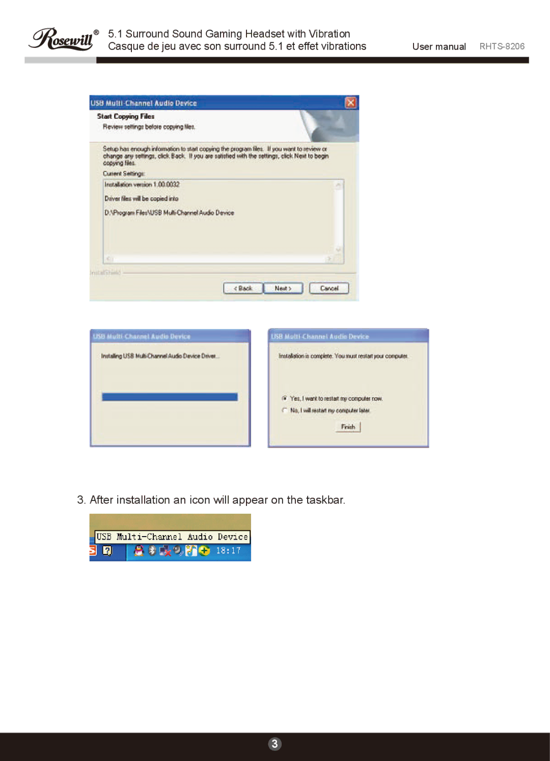 Rosewill RHTS-8206 user manual After installation an icon will appear on the taskbar 