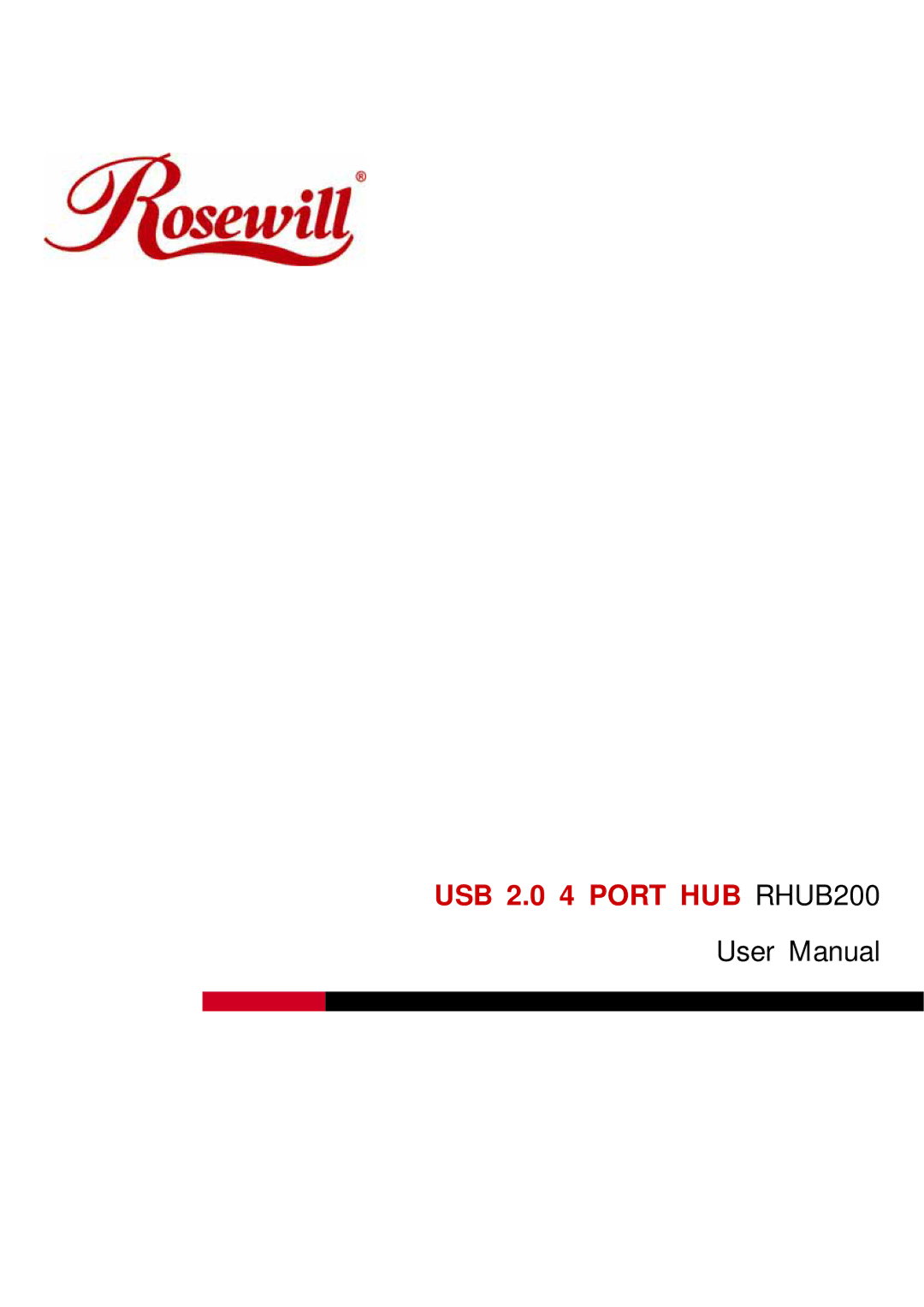 Rosewill RHUB-200 user manual USB 2.0 4 Port HUB RHUB200 