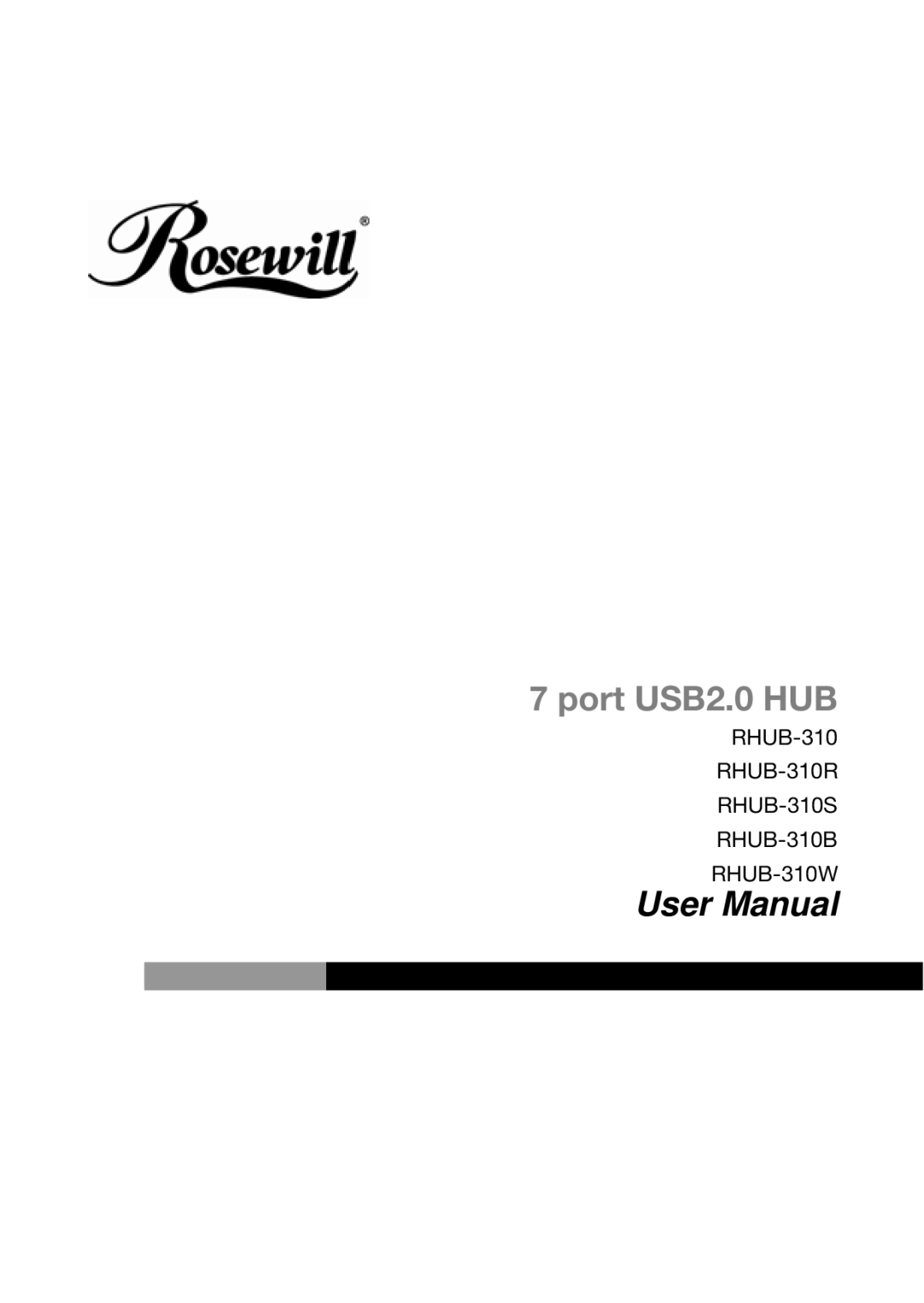 Rosewill RHUB-310B, RHUB-310S, RHUB310R, RHUB310W user manual Port USB2.0 HUB 