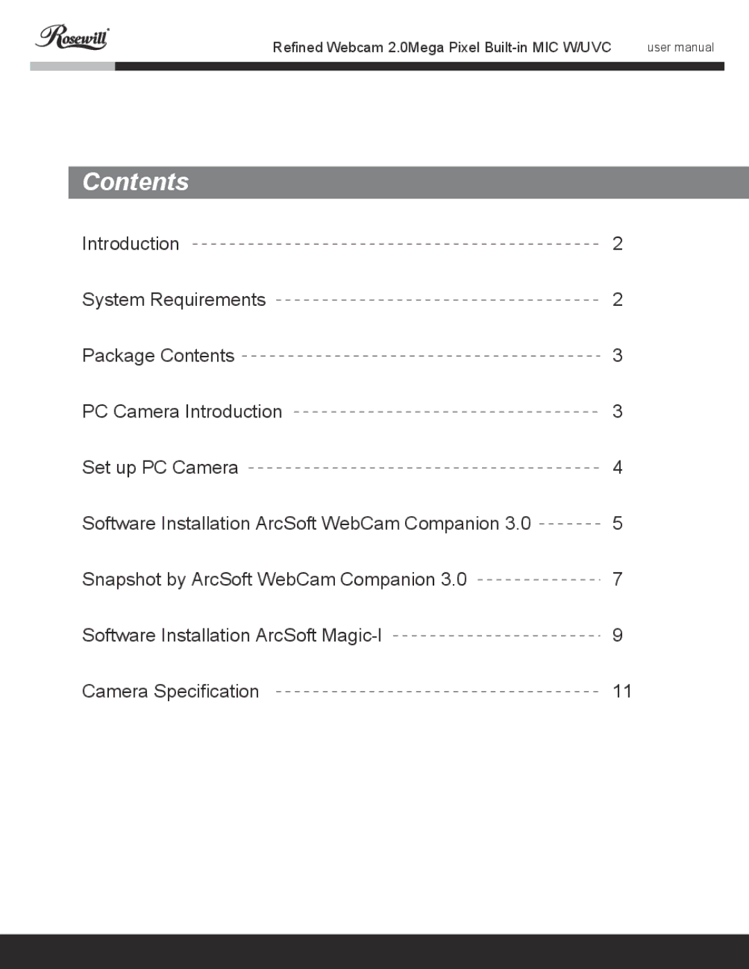 Rosewill RIWC-11001 user manual Contents 